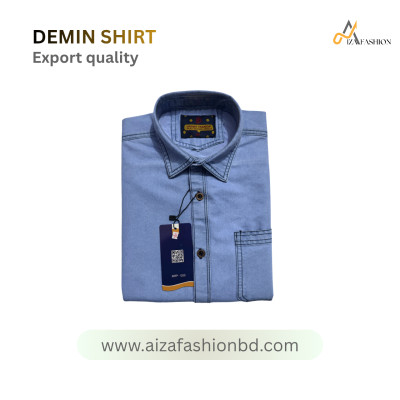 Long sleeve one pocket demin shirt