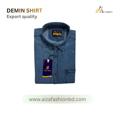 Long sleeve one pocket demin shirt