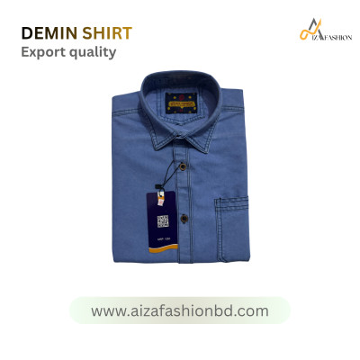 Long sleeve one pocket demin shirt