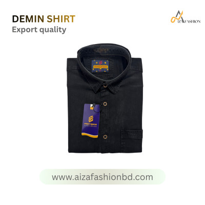 Long sleeve one pocket demin shirt