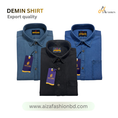 Long sleeve one pocket demin shirt