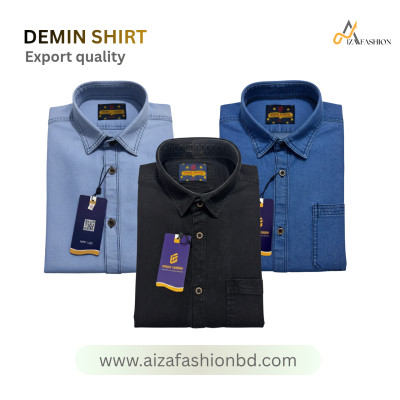 Long sleeve one pocket demin shirt