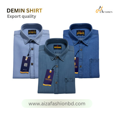 Long sleeve one pocket demin shirt