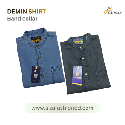 Long sleeve one pocket demin shirt