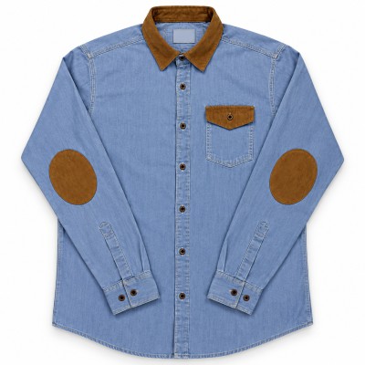 Denim long slip shirt 3