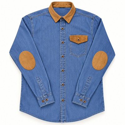 Denim long slip shirt 3