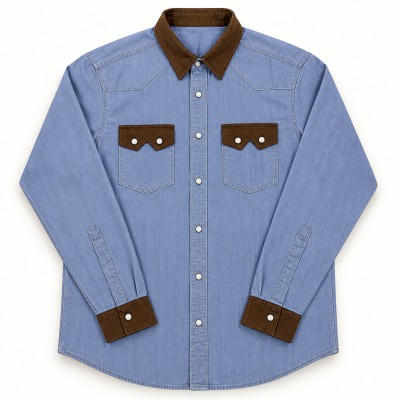 Denim long slip shirt 3