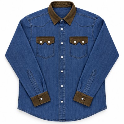 Denim long slip shirt 3